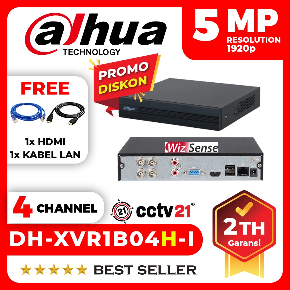 Jual DVR DAHUA 4CH 4 Channel 5MP DH XVR1B04H I Wizsense Promo Bonus