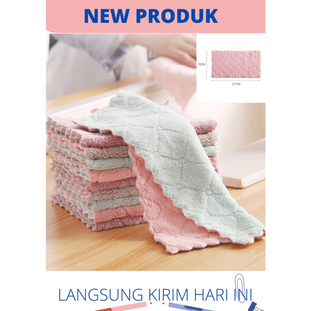 Jual Kain Lap Piring Anti Minyak Microfiber Dapur Cuci Hand Towel