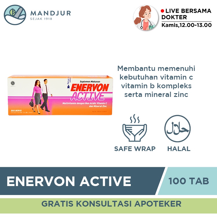 Jual Enervon C Active Tablet Dus Isi Strip Suplemen Lengkap