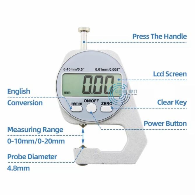 Jual Mm Mm Digital Thickness Gauge Alat Ukur Ketebalan Pipa