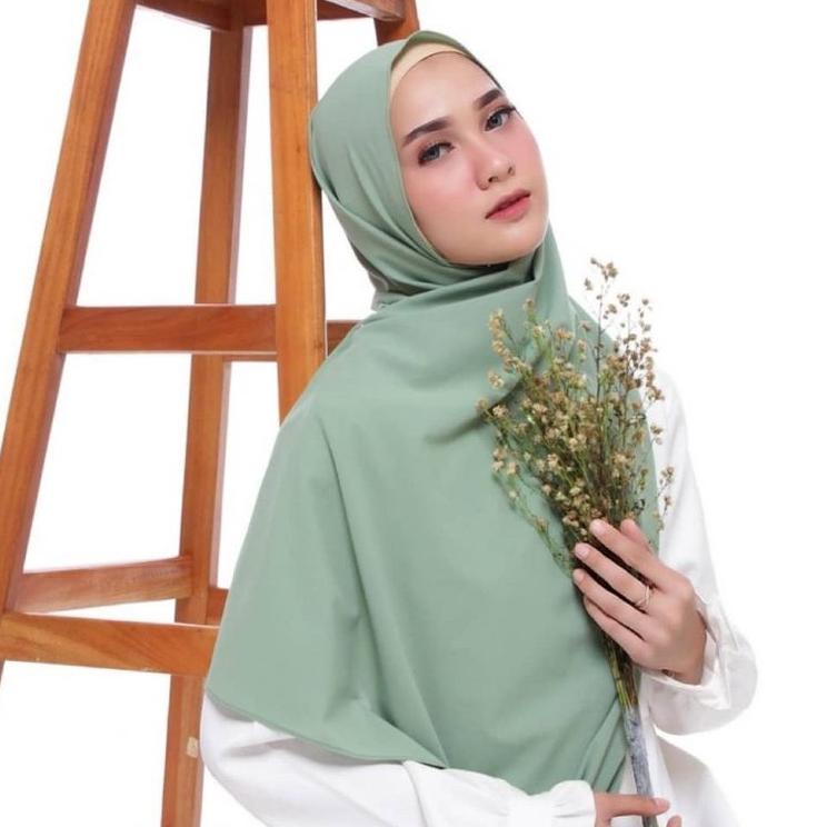 Jual WER V74 Pashmina Ceruty Babydoll Polos Warna Hijau Mint By