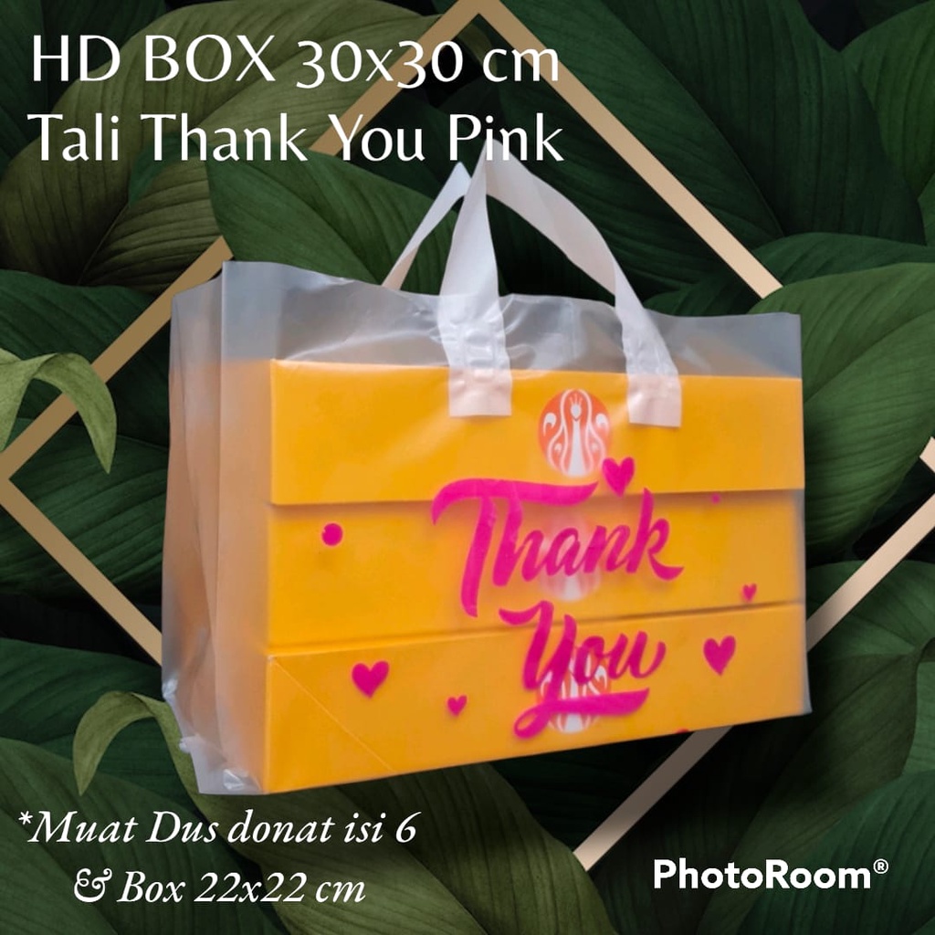 Jual Kantong Plastik HD Box Tali 30x30 Cm Motif Thank You Pink Isi