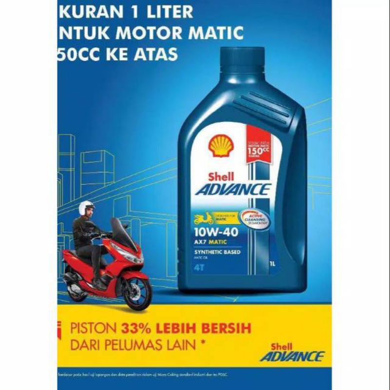 Jual Oli Motor Matic Shell Advance AX7 Scooter MATIC SAE 10W 40 1 Liter