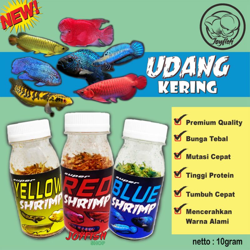 Jual Udang Kering Gr Red Yellow Blue Pakan Ikan Pakan Channa Pakan