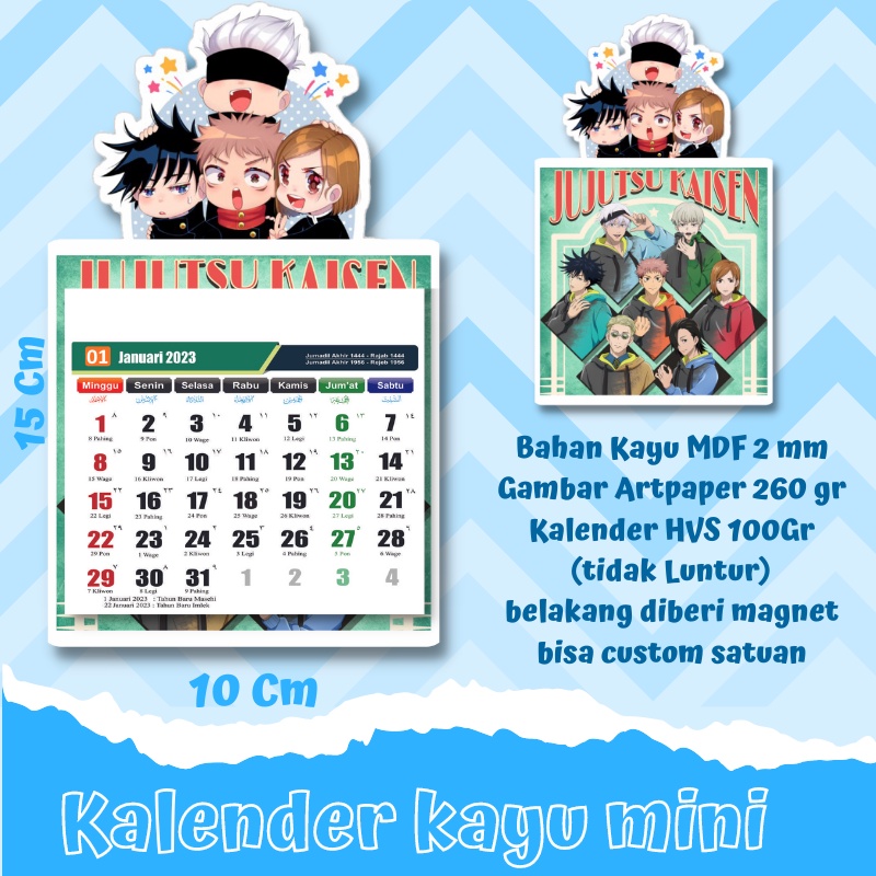 Jual Calendar Kalender Kayu Magnet 2023 Anime Jujutsu Kaisen Menerima