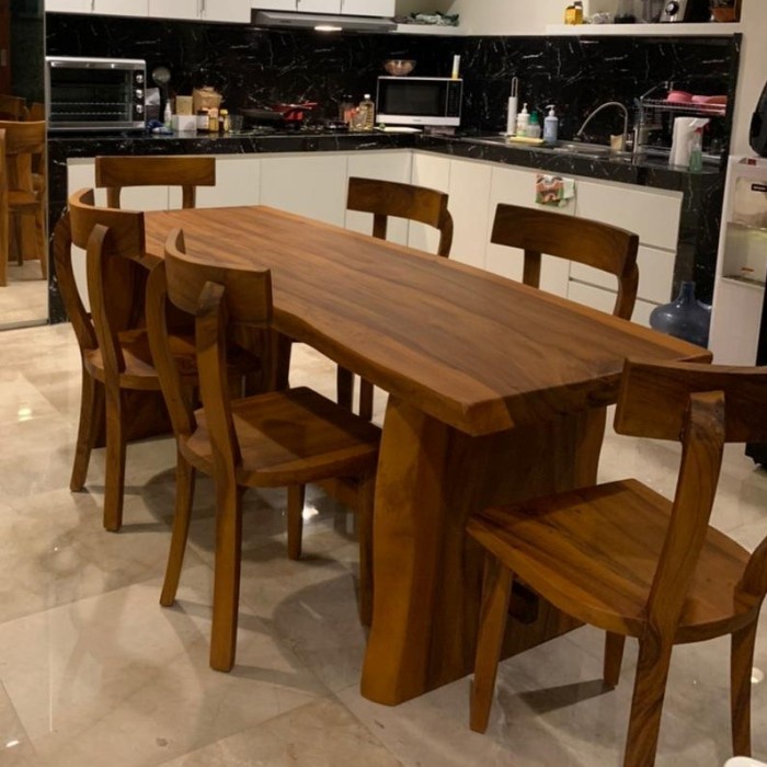 Jual Set Meja Makan Kayu Trambesi Suar Meh Kursi 6 Dinning Table K6