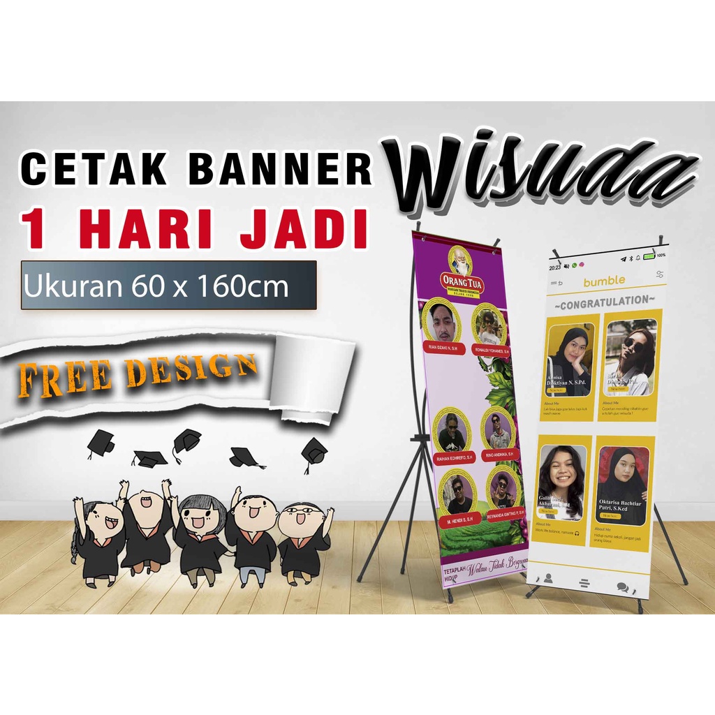 Jual Cetak X Banner Baner Benner Wisuda Wedding 60x160 Shopee Indonesia