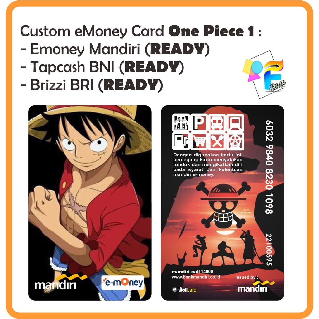 Jual Kartu EMoney EToll Tapcash BRIZZI Edisi One Piece Custom Print