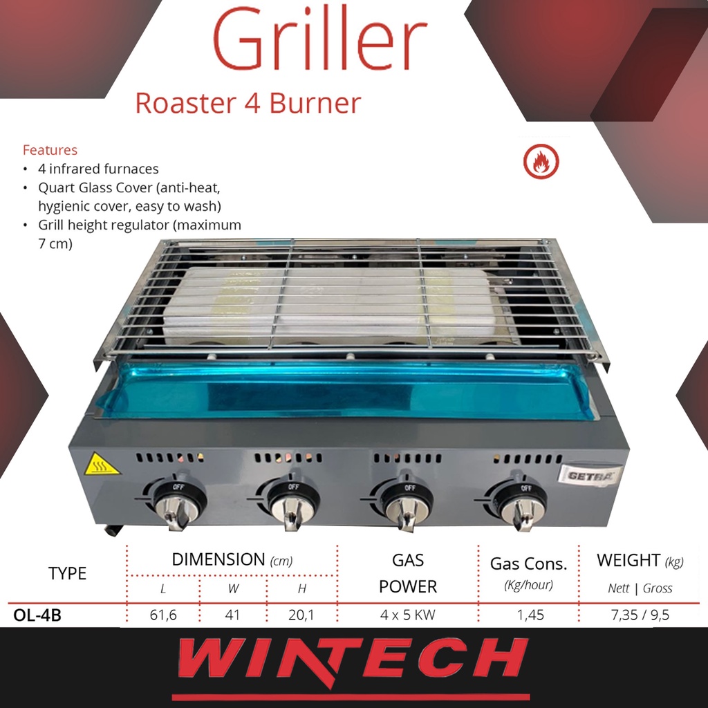 Jual Getra Ol B Ol B Ol B Griller Pemanggang Komersial Tungku