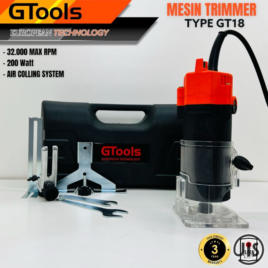 Jual COD Mesin Profil GTOOLS EROPA GT18 Trimmer Router Kayu Ukir 6mm