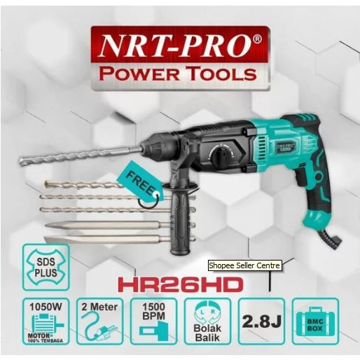 Jual NRT PRO HR26HD Rotary Hammer Drill 3 Mode 5 SDS Plus Mesin Bor