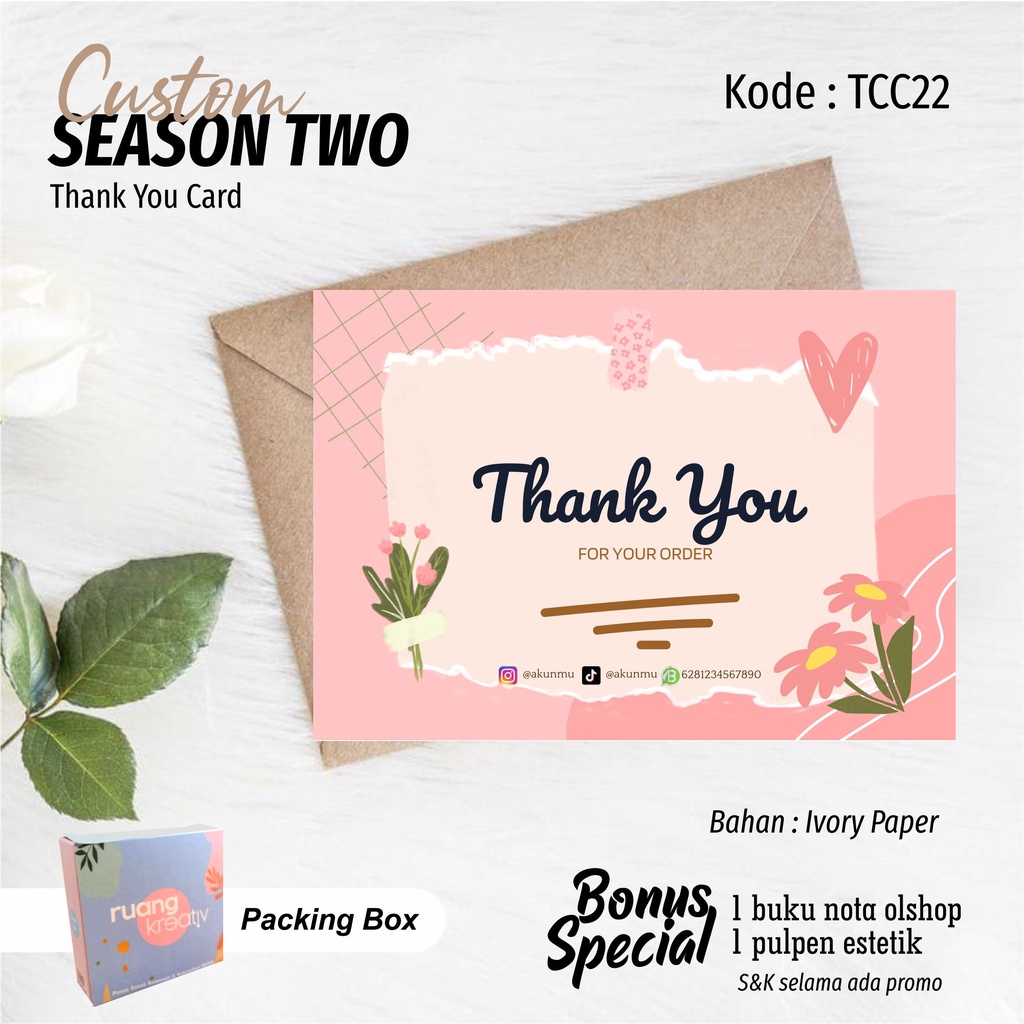 Jual Thank Card Kartu Ucapan Terima Kasih Custom Shopee Indonesia