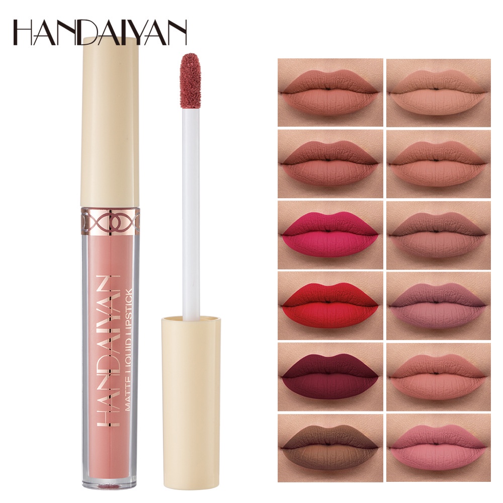 Jual HANDAIYAN Matte Beludru 12 Warna Lip Gloss Lipstik Cair Dukungan