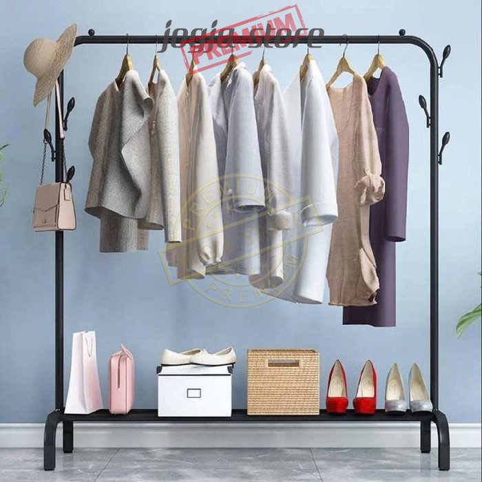 Jual Stand Hanger Baju Pakaian Rak Besi Gantungan Jemuran Rak Centelan