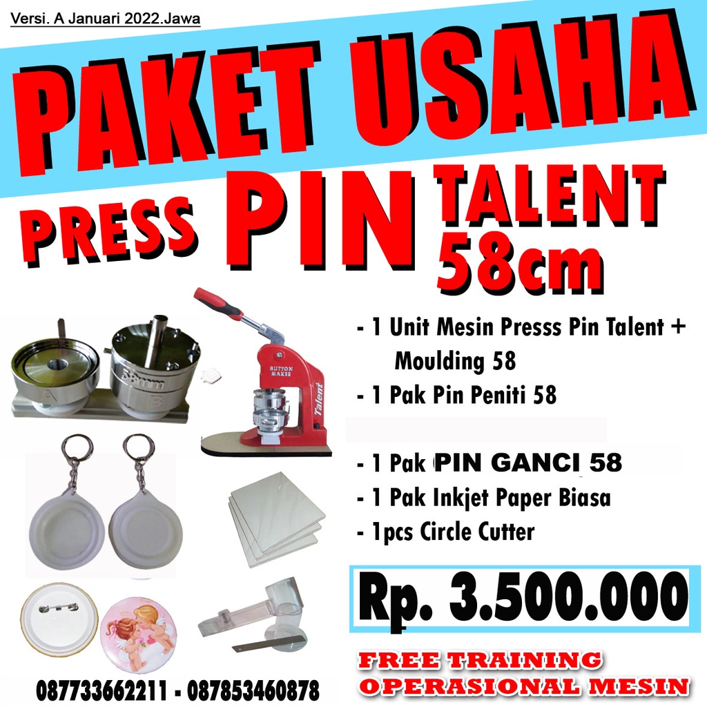 Jual PAKET PRESS PIN TALENT 1 MOULDING PRESS PIN TALENT MESIN PIN