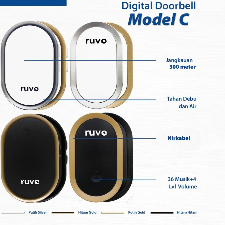 Jual Uli Ruvo Wireless Doorbell Type C Bel Rumah Kantor Tanpa Kabel