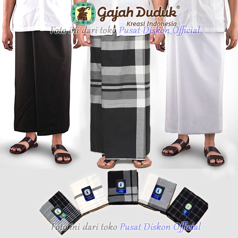 Jual Sarung Gajah Duduk Hitam Putih Sarung Murah Sholat Santri Tenun Nu