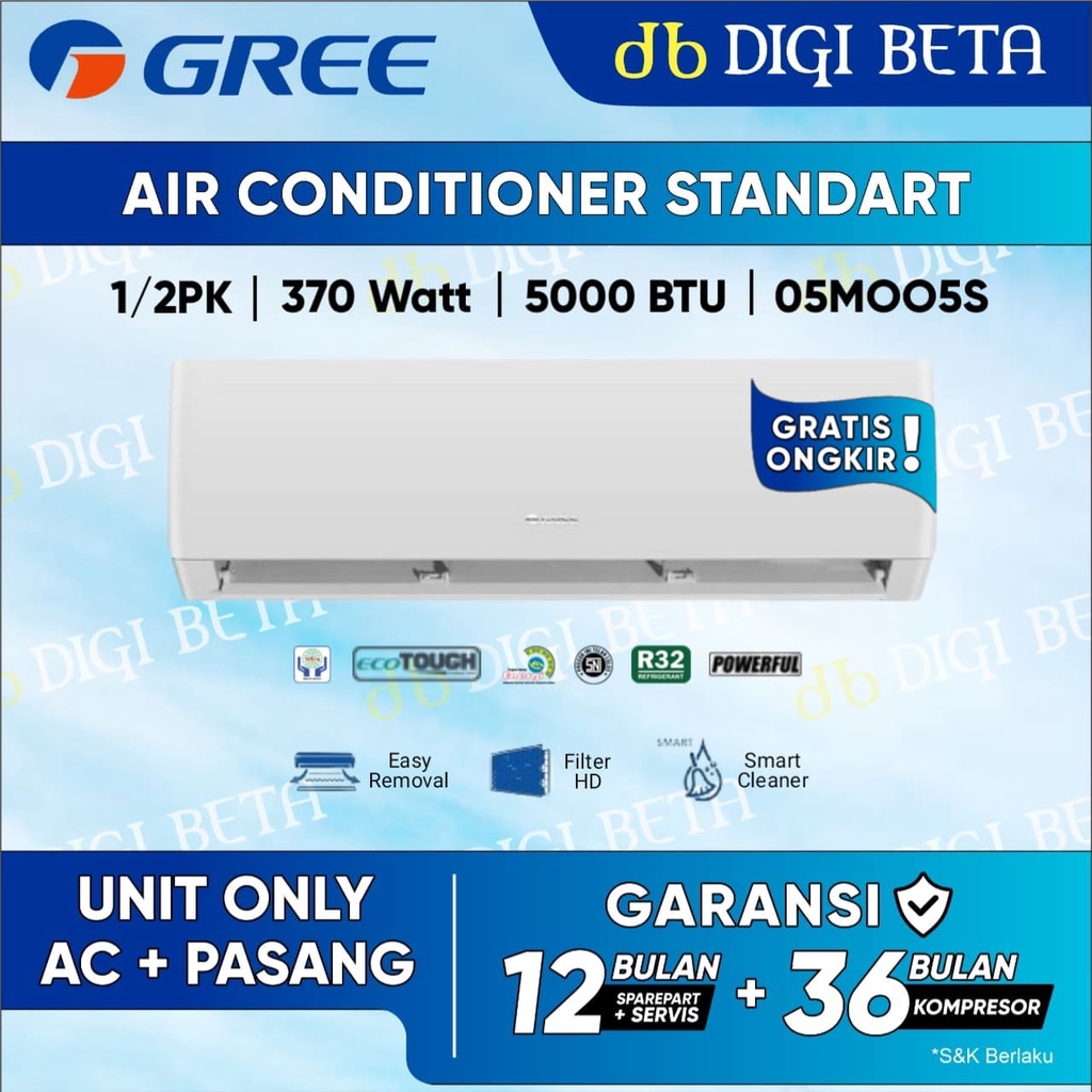 Jual AC Gree 1 2 PK Standart GWC 05MOO5S Air Conditioner Split 370 Watt