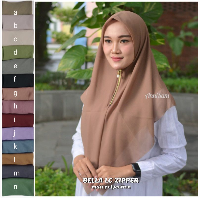 Jual Segiempat Bella Lc Zipper Jilbab Resleting Non Zipper Simple