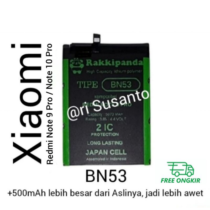 Jual Baterai Rakkipanda BN53 BN 53 For Xiaomi Redmi Note 9 Pro Note