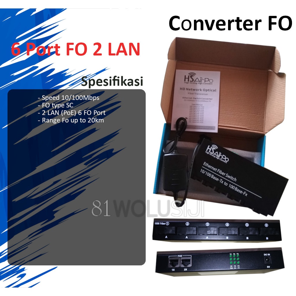 Jual Media Converter HSAirpo CM6F2E 10 100Mbps PoE Support Shopee