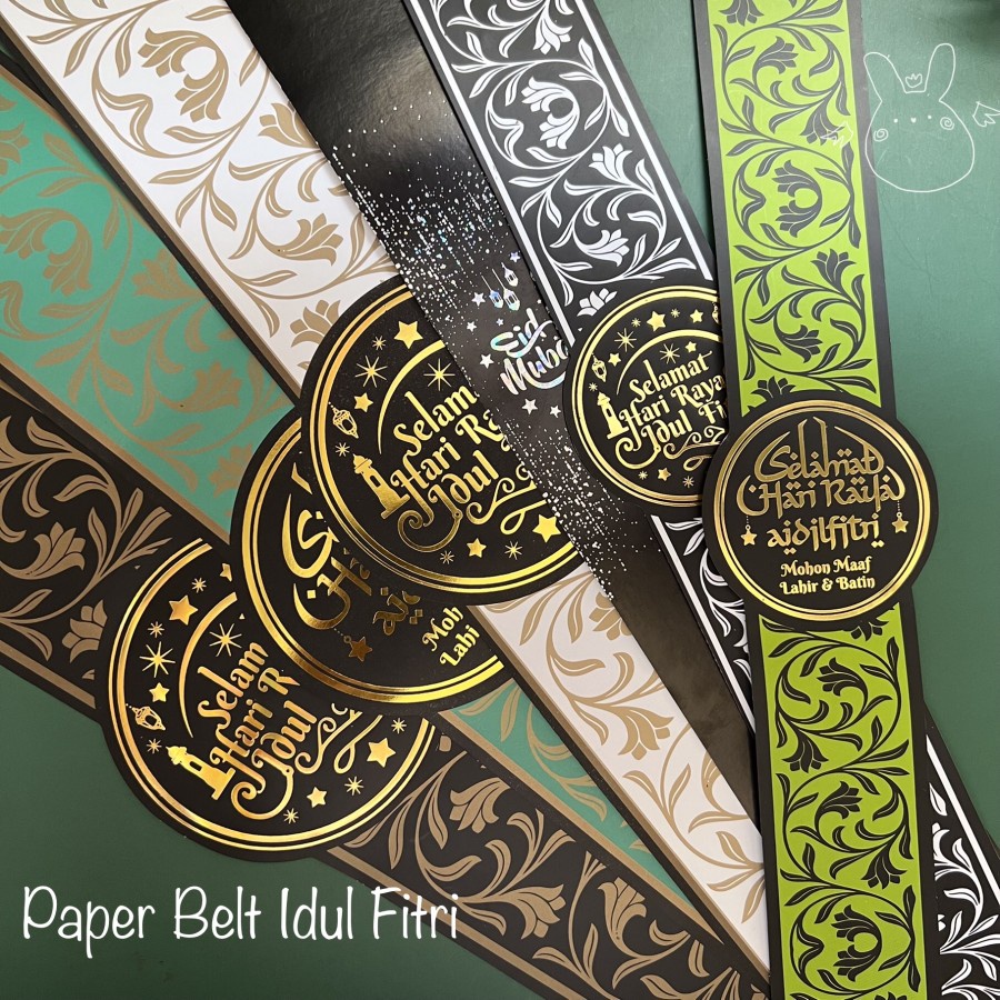 Jual 10pcs Paper Belt Idul Fitri Lebaran Eid Mubarak Sleeve Kertas