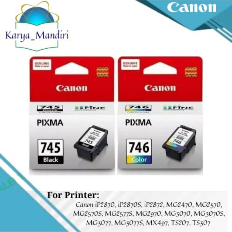 Jual Catridge Tinta Canon 745 Black 746 Colour PIXMA IP2870 IP2872