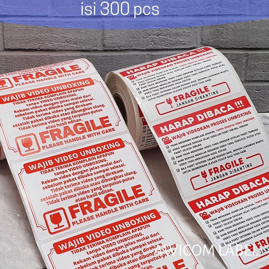 Jual AAL504 Label Sticker FRAGILE Wajib Video Unboxing Stiker Perhatian