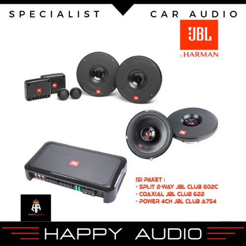 Jual Paket Audio Mobil Full Set JBL CLUB Speaker Split Coaxial Power