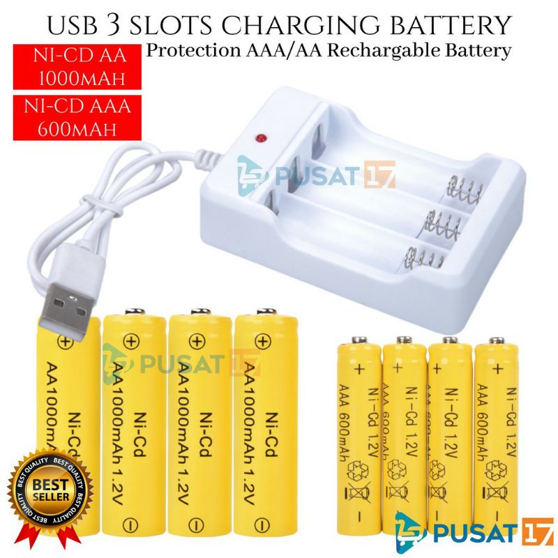 Jual BATERAI ISI ULANG BATERAI CAS AA 1000mAh AAA 600mAh BATTERY