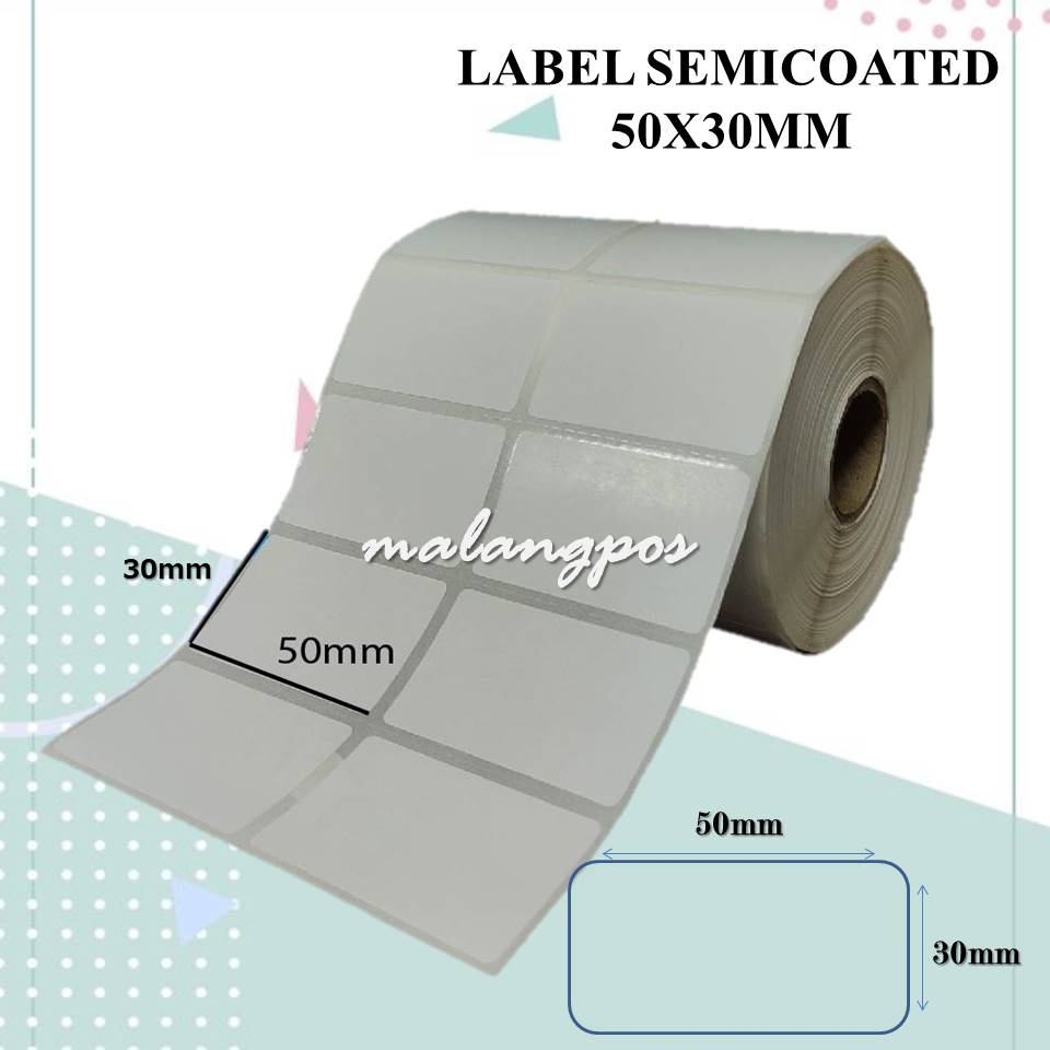 Jual LABEL BARCODE SEMICOATED 50X30 2 LINE ISI 4000 CORE 1 CETAK LABEL