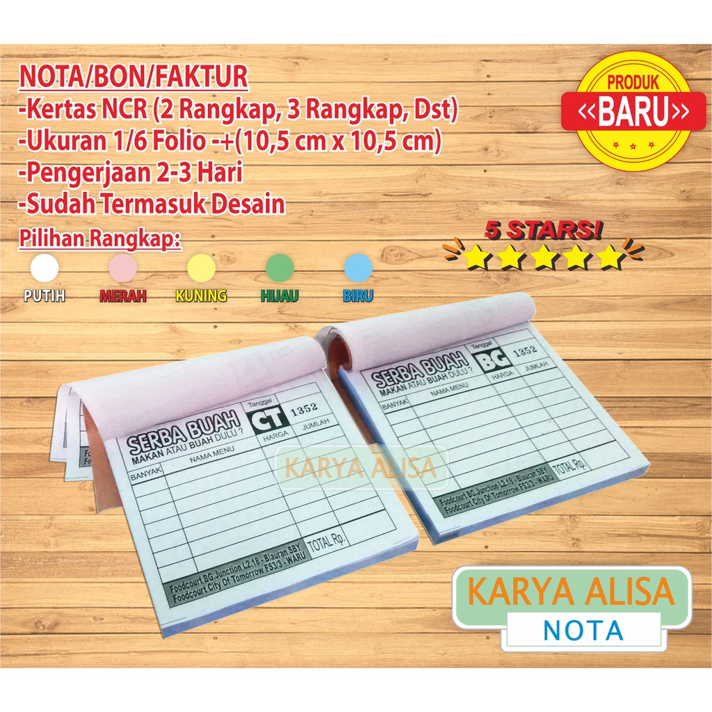 Jual Nota Nota Custom Nota Toko Online Bon Faktur Kwitansi Cetak Nota