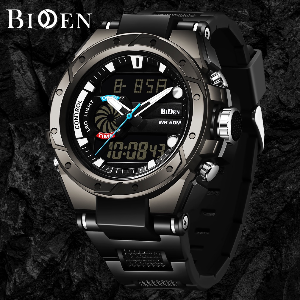 Jual BIDEN Jam Tangan Pria Anit Air Digital Analog Olahraga Bercahaya