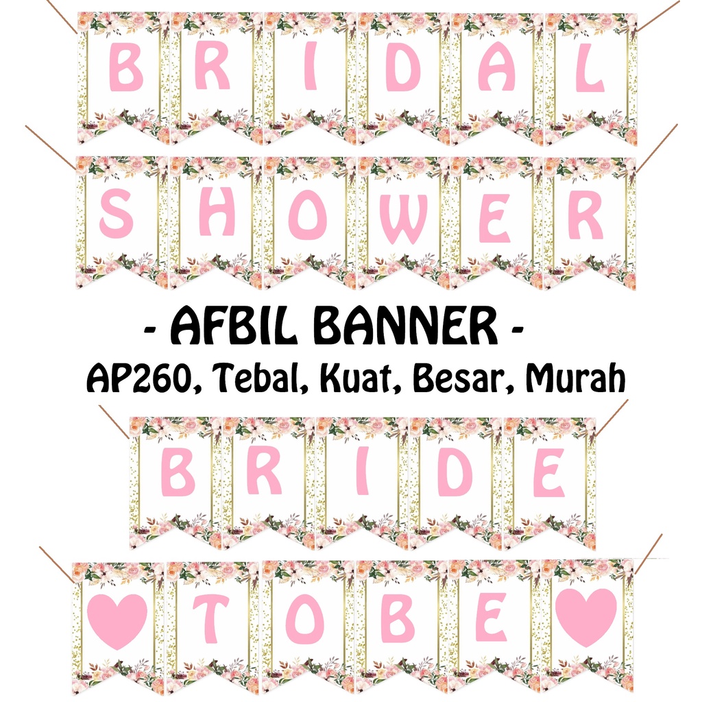 Jual Banner Tulisan Bridal Shower Bunting Flag Bride To Be Wedding