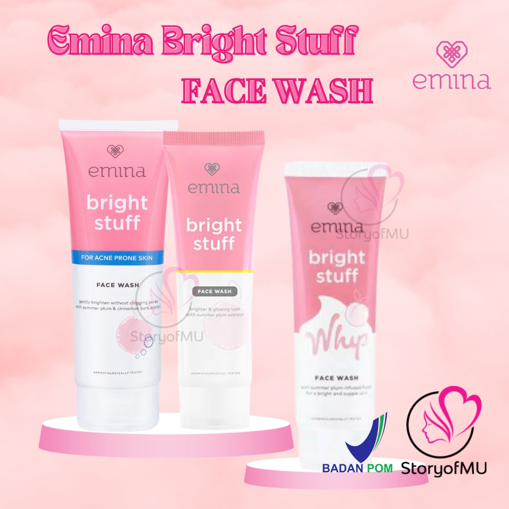 Jual Emina Bright Stuff Prone Skin Face Wash Whip Facial Foam Sabun