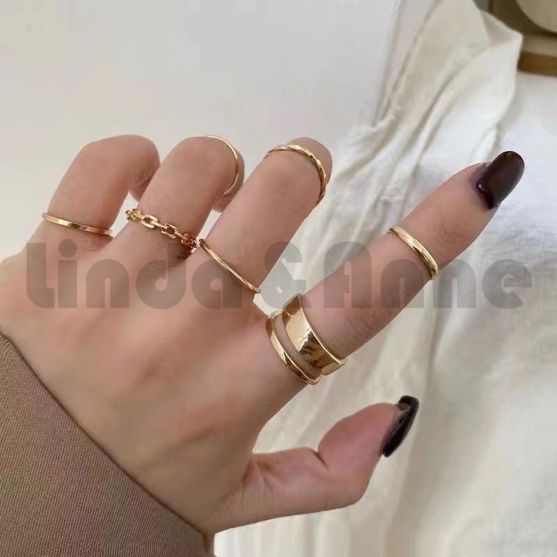 Jual Cincin Magdalena In Set Ring Pcs Set Cincin Rantai Emas