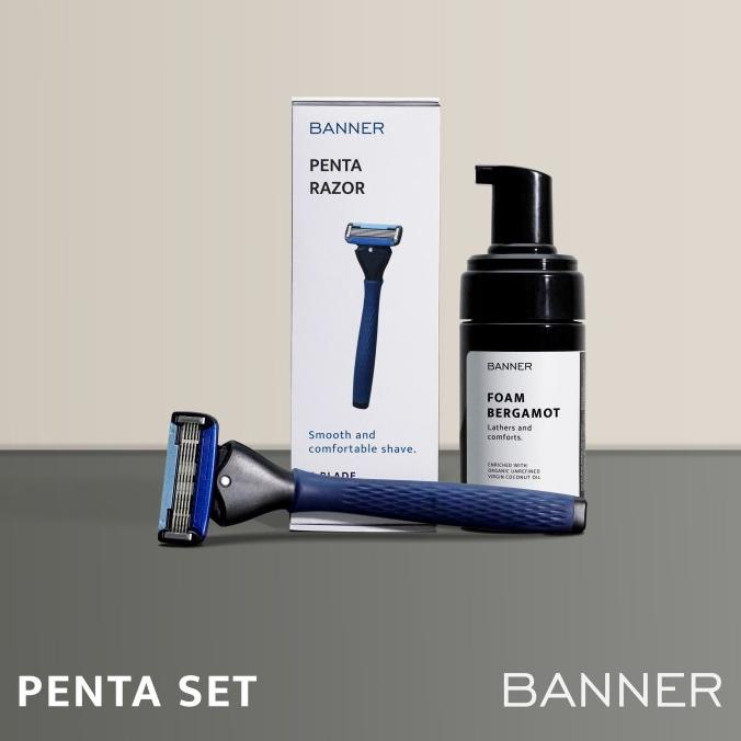 Jual Banner Penta Set Pisau Cukur Penta Natural Shave Foam Shopee