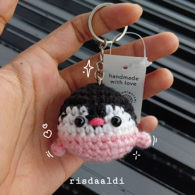 Jual Ready Stock Gantungan Kunci Amigurumi Keychain Penguin Milk