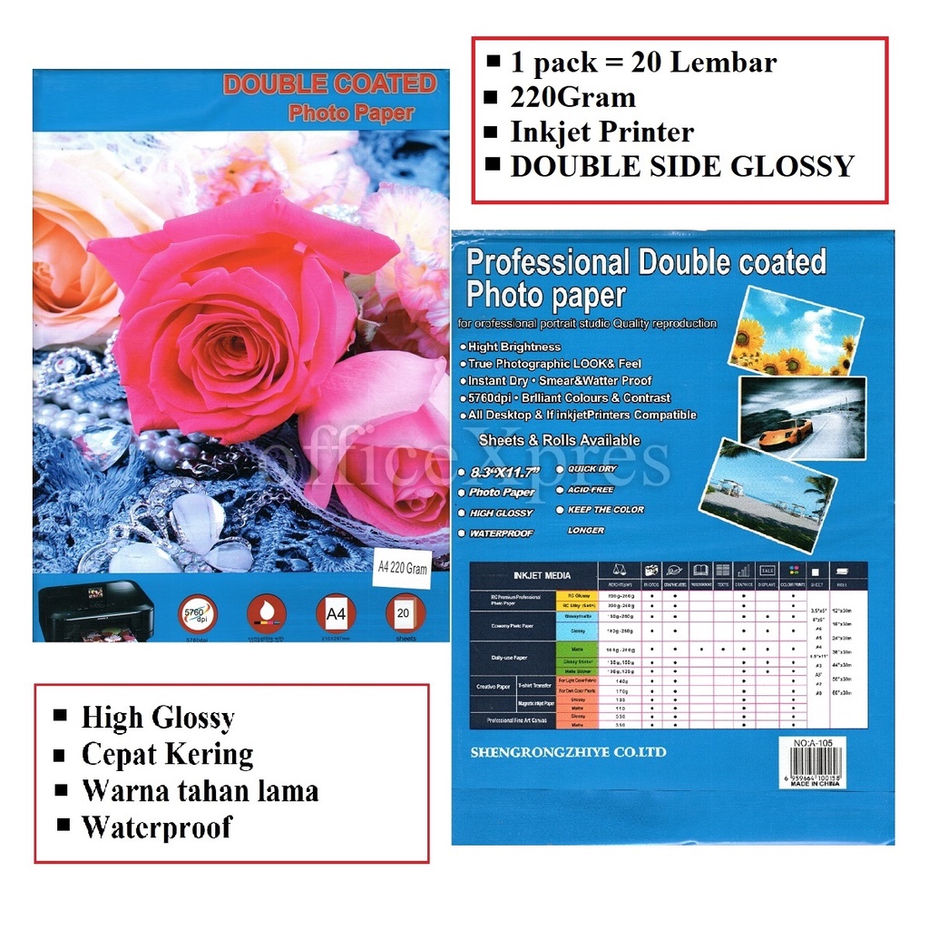 Jual Kertas Foto A Sisi Glossy Double Side Glossy Photo Paper A