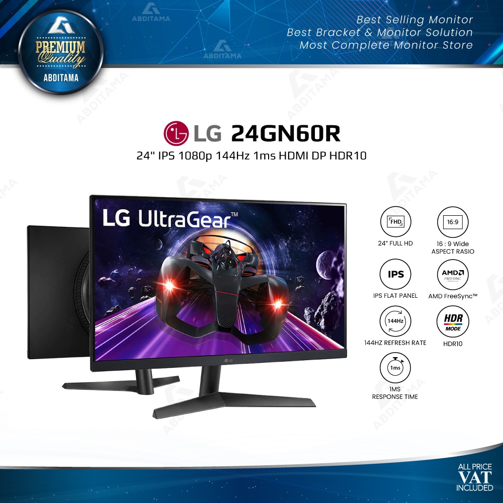 Jual Monitor LED LG 24GN60R 24 IPS 1080p 144Hz 1ms HDMI DP HDR10