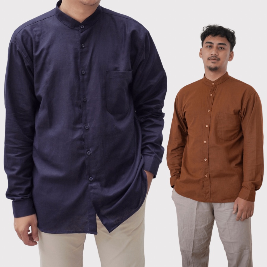 Jual Baju Koko Linen Kurta Dewasa Lengan Panjang Kemeja Linen Pria Baju