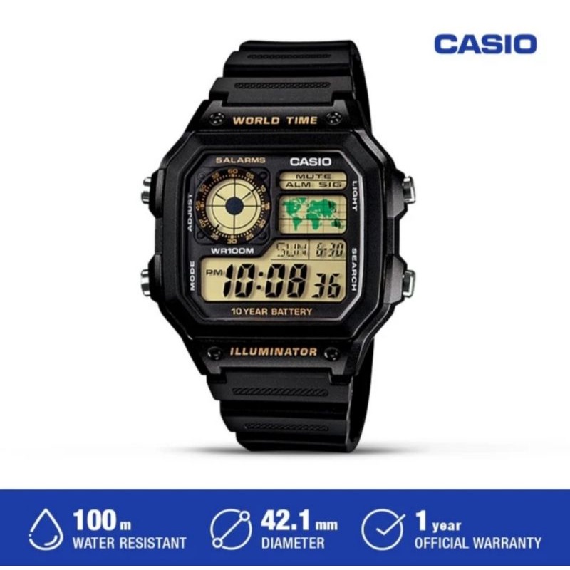 Jual Jam Tangan Pria Casio AE 1200WH 1BVDF AE 1200WH 1B Original