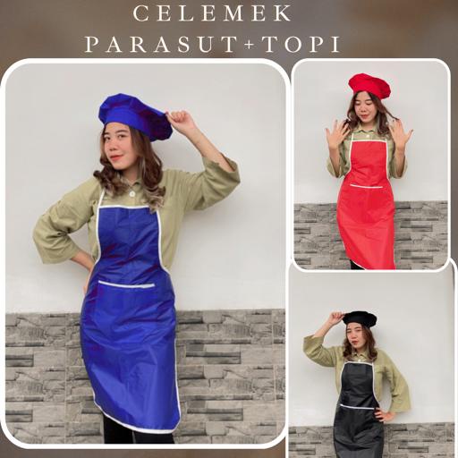 Jual Satu Set Celemek Apron Parasut Topi Koki Dewasa American Drill