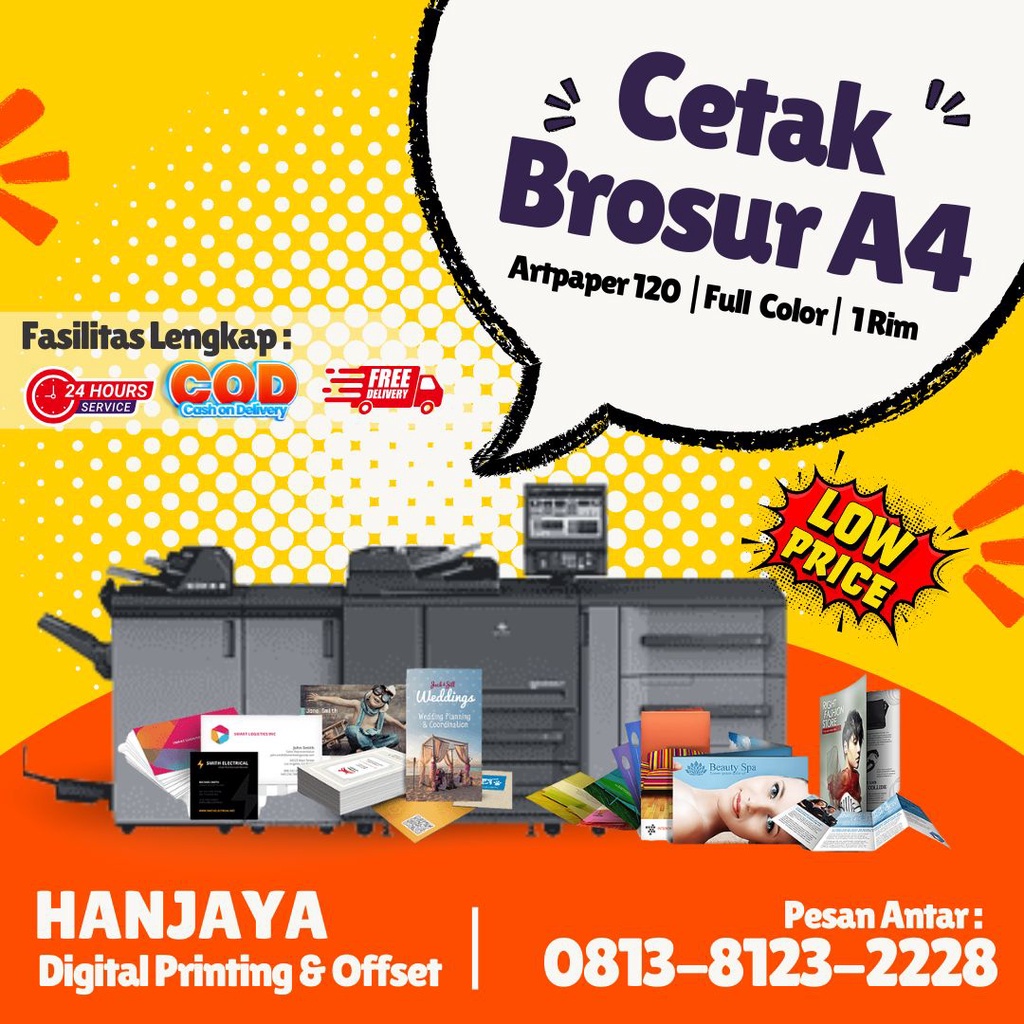 Jual Cetak Brosur A4 Cetak Flyer A4 Murah 2 Sisi Bisa COD FULLCOLOR