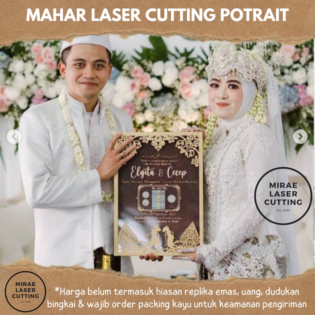 Jual Bingkai Mahar Pernikahan Mahar Lasercut Pigura Mahar X Cm