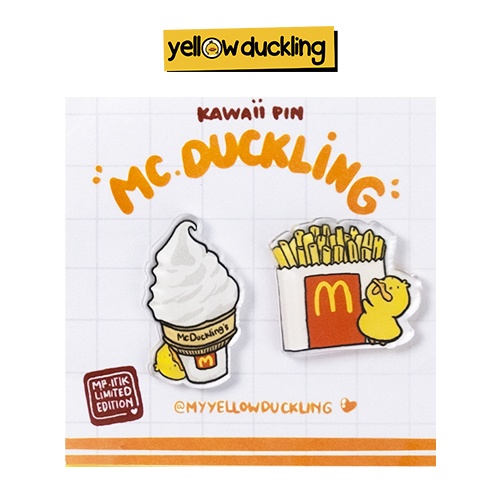 Jual ACRYLIC PIN MCDUCKLING KENTANG GOYENG YELLOW DUCKLING MR