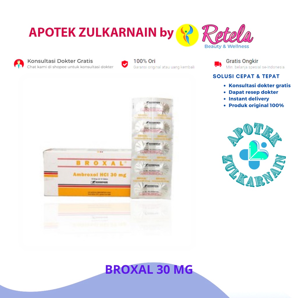 Jual Broxal 30 Mg Strip 10 Tablet Ambroxol Shopee Indonesia