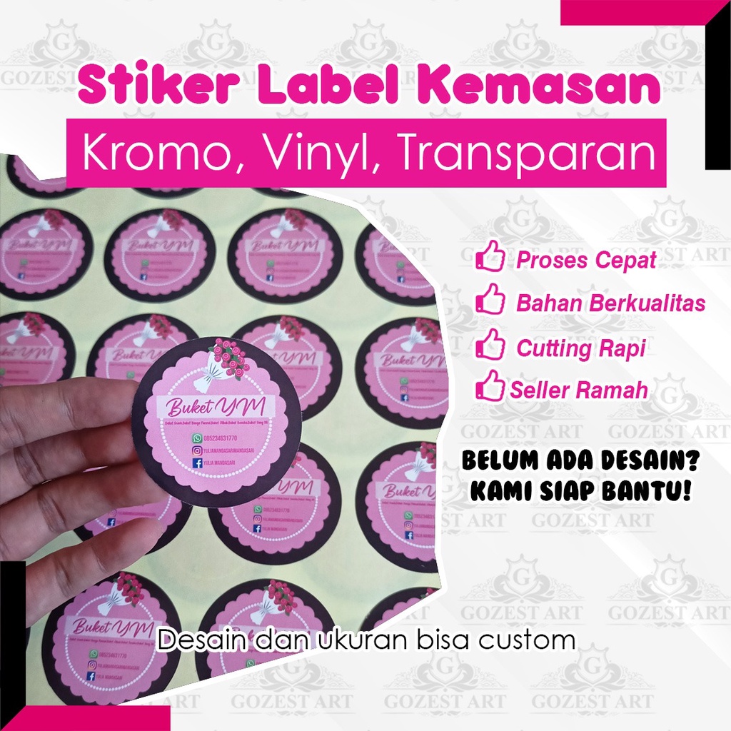 Jual Cetak Stiker Label Produk Kemasan Cutting Kromo Vinyl Bontak