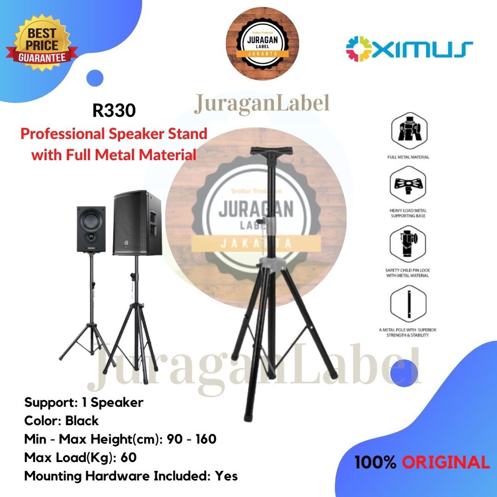 Jual Oximus R330 Stand Speaker Tripod Full Besi Tebal Kualitas Bagus