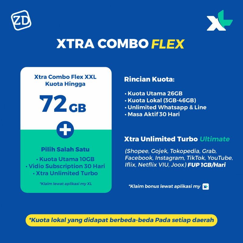 Jual Paket Data Xtra Combo Flex Xtra Combo Plus VIP Xtra Combo